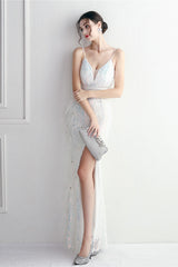 Intricate Beadwork Figure Hugging Gown Formal Dress