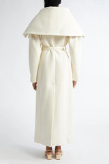 Wide Lapel Long Wool Blend Overcoat