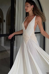 Backless V Neck Boho Dress