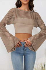 Mesh Cutout Knit Chic Cover Up Crop Top