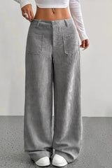 Pockets Wide Leg Knit Pants