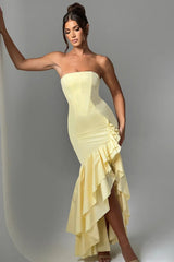 Strapless High Slit Backless Bodycon Slim Fit Elegant Prom Dress