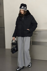 Faux Fur Panel Cropped Puffer Jacket