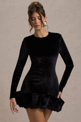 Velvet Crew Neck Ruched Midi Dress