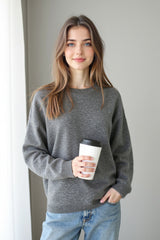 Seamless Knit Wool Pullover Sweater Grey / M