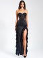 Talia Black Satin Charming Lace Corset Maxi Dress XXS / US Dresses