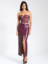 Noya Purple Front Charming Slit Vegan Leather Skirt XXS / US Bottoms