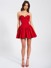 Sacha Red Lace Drop Graceful Waist Corset Puffy Mini Dress XXS / US Dresses