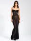Ulani Black Burnout Velvet Graceful Detail Mesh Maxi Dress XXS / US Dresses