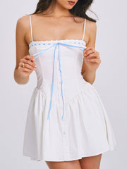Malia Drop Waist Corset Graceful Lace Up Back Mini Dress S / US 4 6 Dresses