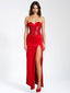 Kadesha Red Crystal High Graceful Slit Satin Corset Gown XXS / US Dresses