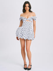 Umika Polka Dots Charming Bubble Hem Mini Dress Dresses