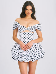 Umika Polka Dots Charming Bubble Hem Mini Dress Dresses