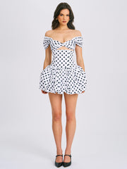 Umika Polka Dots Charming Bubble Hem Mini Dress Dresses
