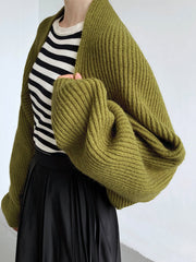 Solid Open Front Graceful Shrug Sweater Sweaters L
