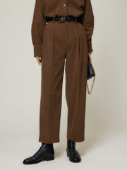 Caramel Smart Cropped Trendy Straight Leg Pants Pants
