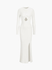 Coastal Allure Knotted Trendy Long Sweater Dress White / XS Sweaters L
