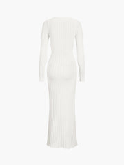 Coastal Allure Knotted Trendy Long Sweater Dress Sweaters L