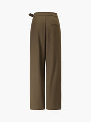 Business Casual Belted Trendy Straight Leg Dress Pants Pants