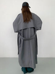 Double Pockets Graceful Longline Trench Coat Trench Coats