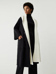 Two Tone Hooded Trendy Belted Longline Cardigan Sweaters L