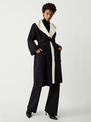 Two Tone Hooded Trendy Belted Longline Cardigan Sweaters L
