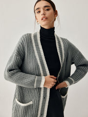 Chunky Knit Double Trendy Pockets Slouchy Cardigan Sweaters L