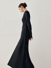 Effortless Satin Long Trendy Sleeve Long Dress Dresses