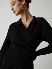 Wrap Knit Two Trendy Piece Skirt Set Skirt Sets