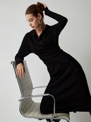 Wrap Knit Two Trendy Piece Skirt Set Skirt Sets