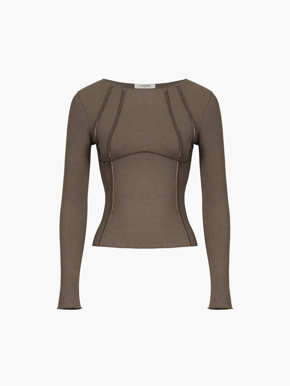 Basic Piping Graceful Long Sleeve Top Brown / XS T Shirts