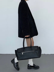 Tweed Pinstripe Graceful Oversized Blazer Blazers