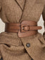 Snakeskin Charming Leather Belt Light Brown / One Size Belts