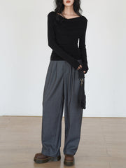 Draped Long Graceful Sleeve Slinky Shirt T Shirts