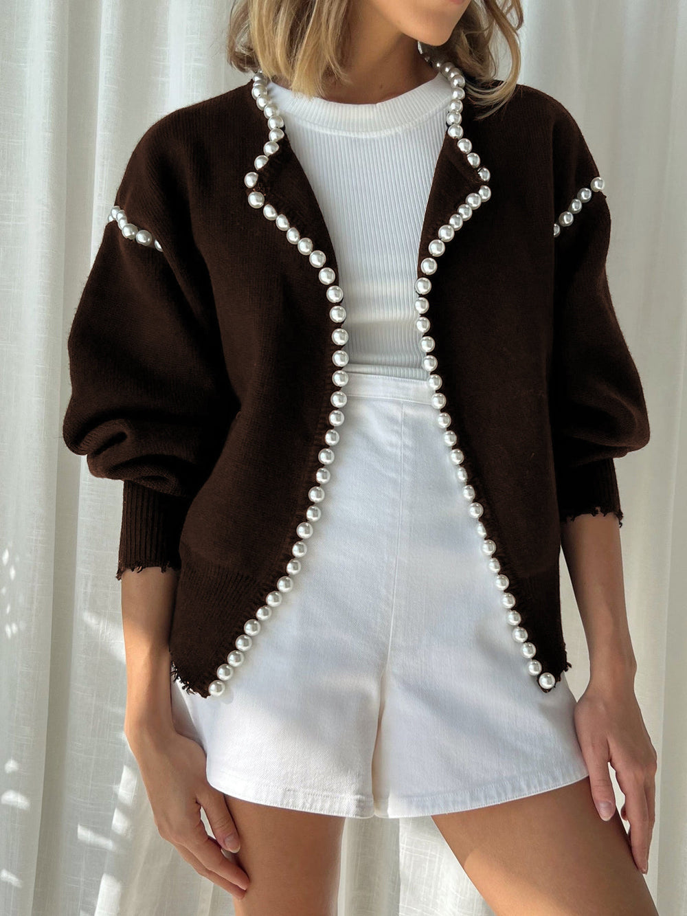 Vintage Pearl Graceful Edge Cardigan Sweaters L