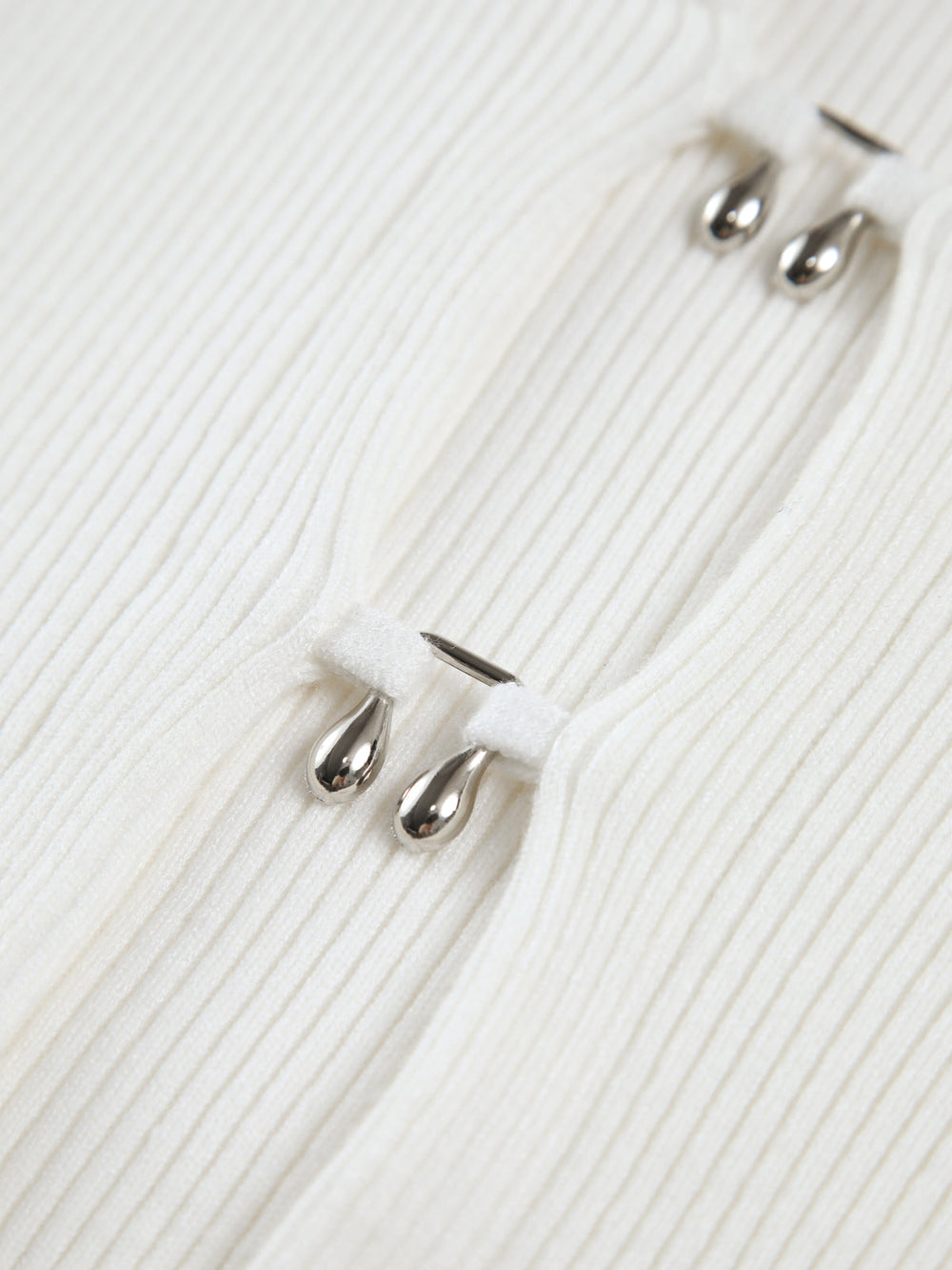 Cutout Split Beads Trendy Detail Ribbed Knit Top Sweaters L