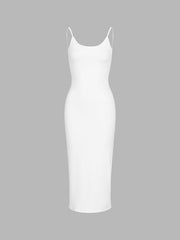 Classic Open Graceful Back Midi Dress White / XS Dresses