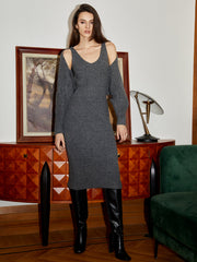 Shrug with Graceful Midi Dress Sweaters L