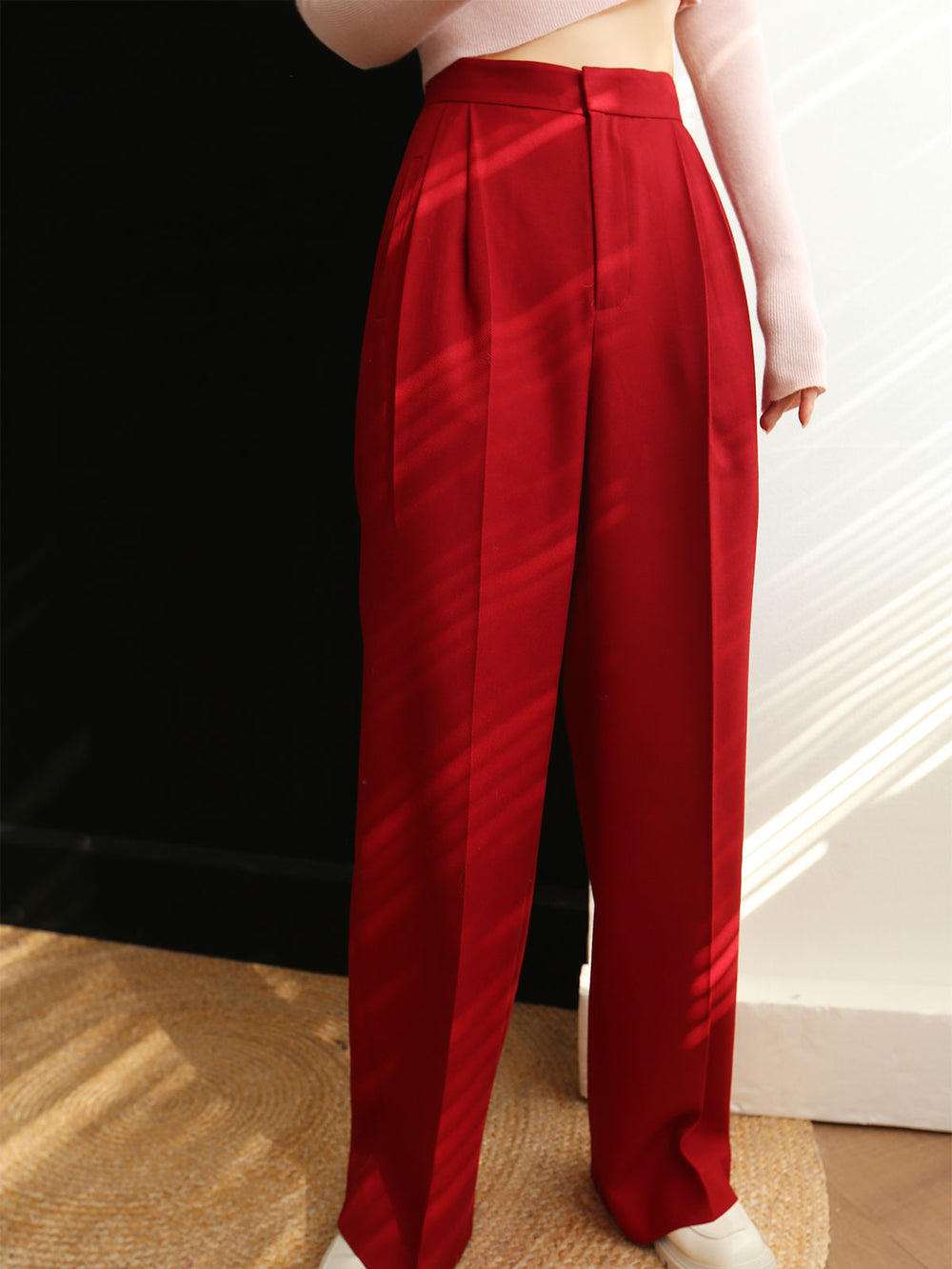 Middle Waist Graceful Pleated Tapered Pants Pants