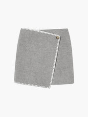 Tweed Contrast Graceful Trim Midi Skirt Skirts