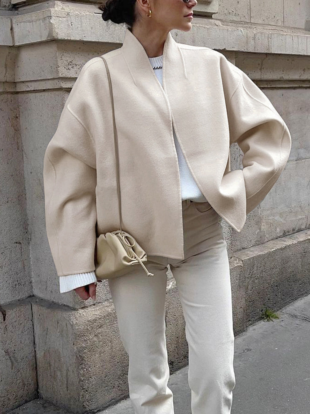 Solid Stand Graceful Collar Coat Apricot / XS Wool Coats