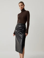 Solid Turtleneck Long Trendy Sleeve Knit Top Sweaters L