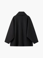 Solid Oversized Graceful Pocket Button Coat Wool Coats