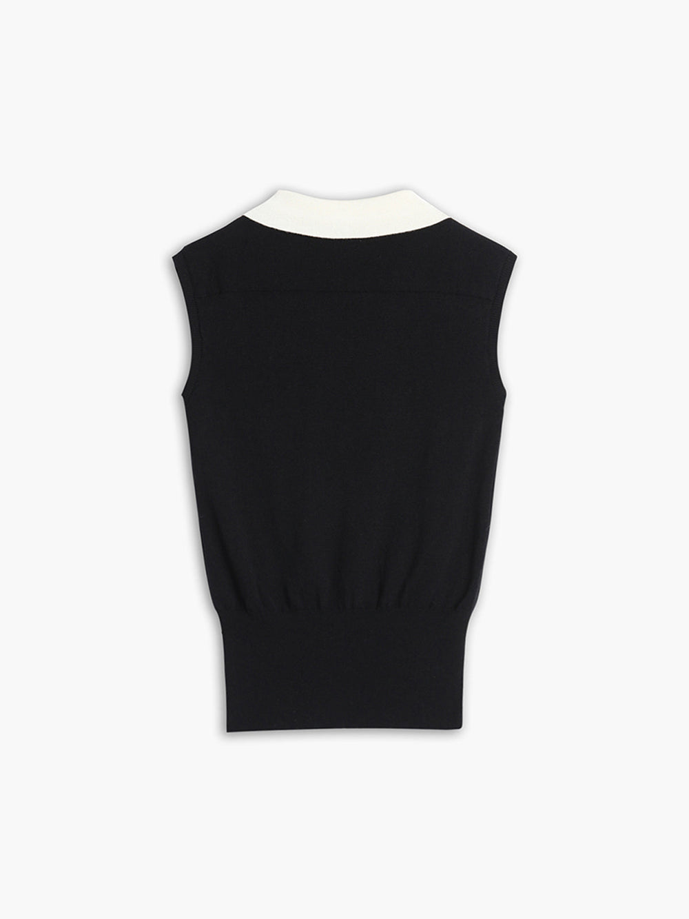 Contrast Trim Collar Trendy V neck Knit Sweater Vest Sweaters L
