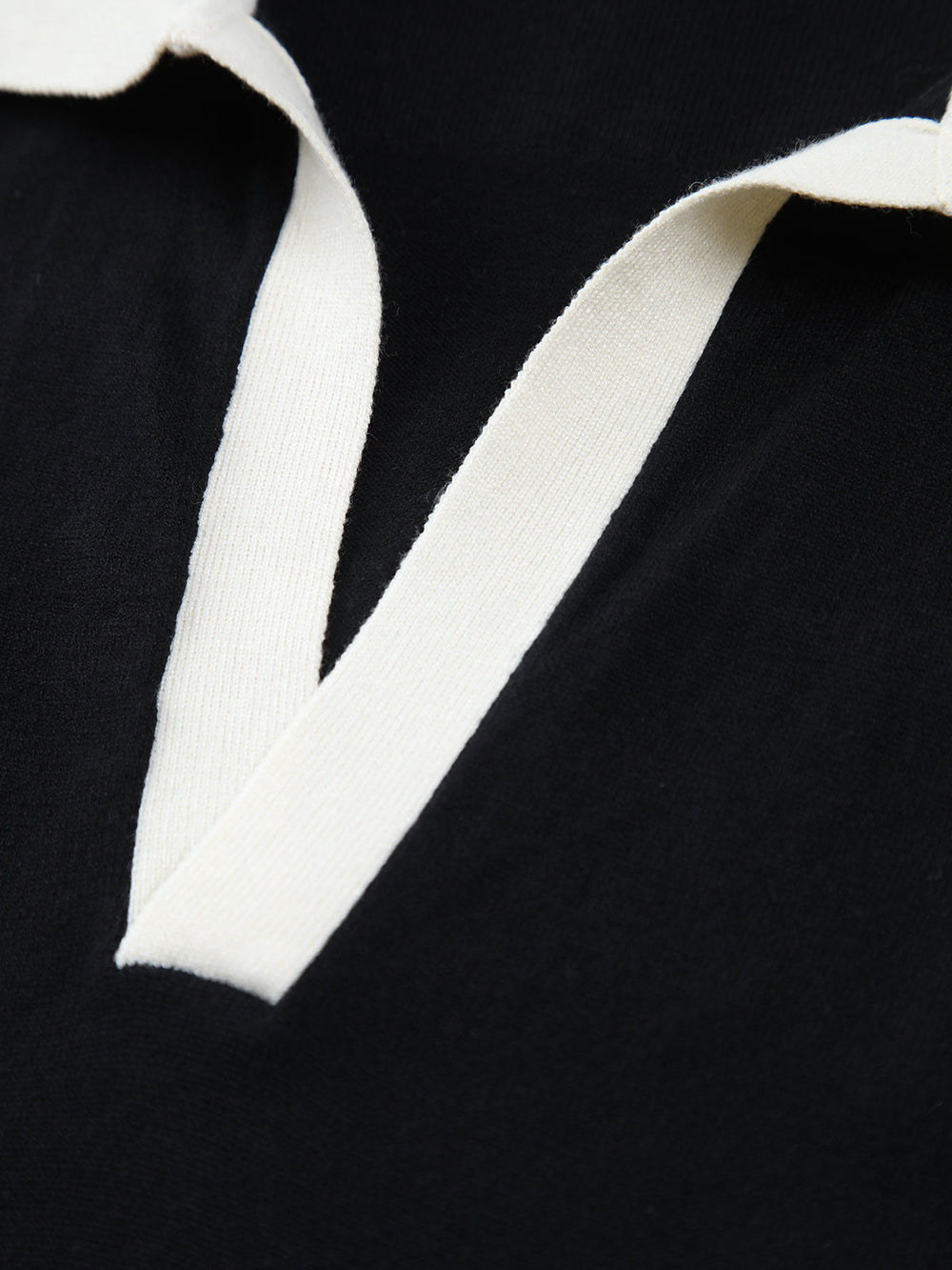 Contrast Trim Collar Trendy V neck Knit Sweater Vest Sweaters L