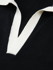 Contrast Trim Collar Trendy V neck Knit Sweater Vest Sweaters L