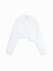 Asymmetrical Pocket Button Trendy Collar Crop Shirt Shirts