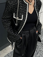 Wool blend Tweed Graceful Contrast Trim Jacket Jackets