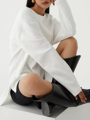 Solid Crew Graceful Neck Split Top T Shirts