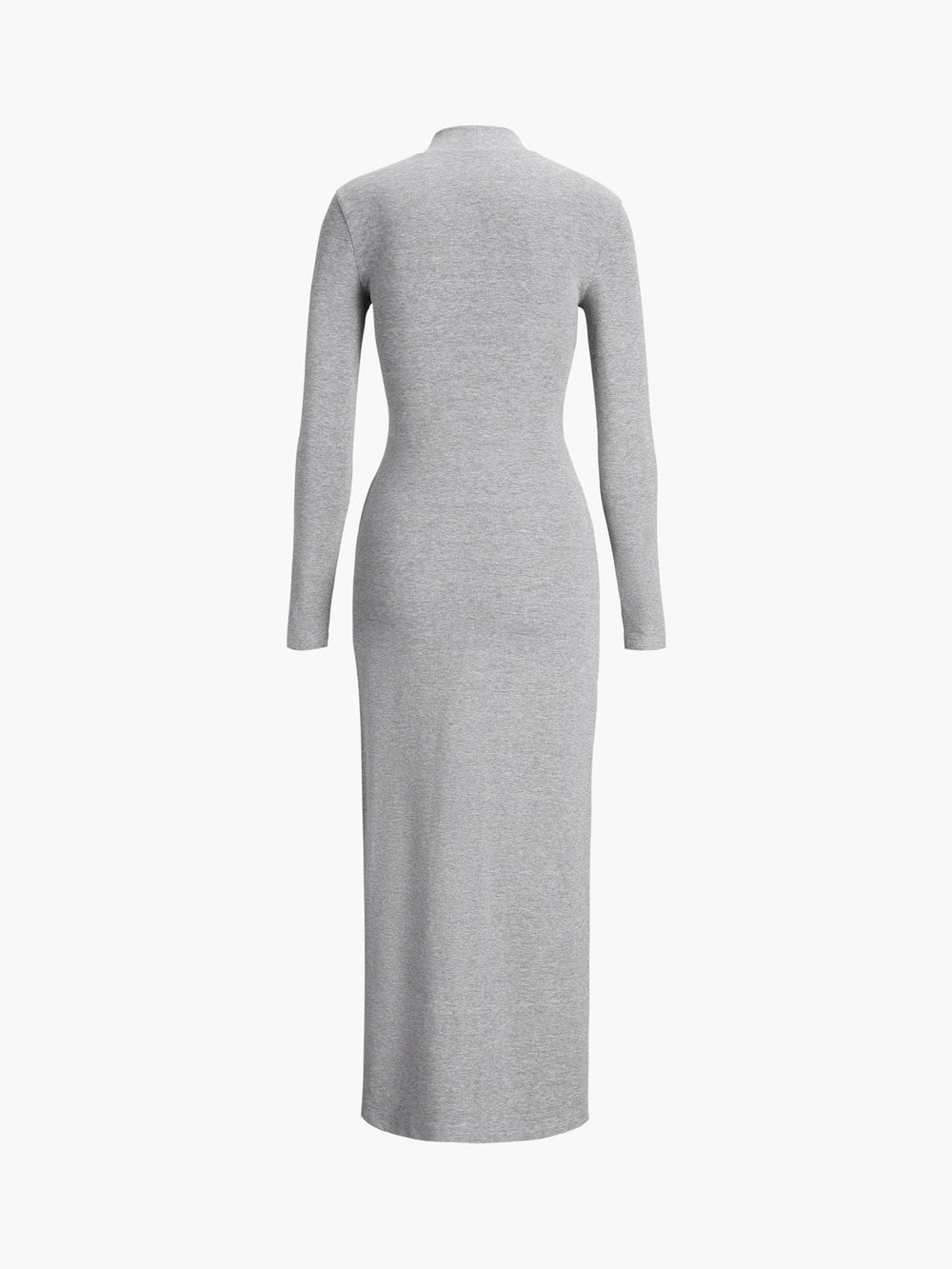 Slit Pleated Long Sleeve Modern Bodycon Mock Neck Long Dress Dresses